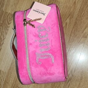 Juicy Couture- Velour Cosmetic Makeup Bag- Hot Pink